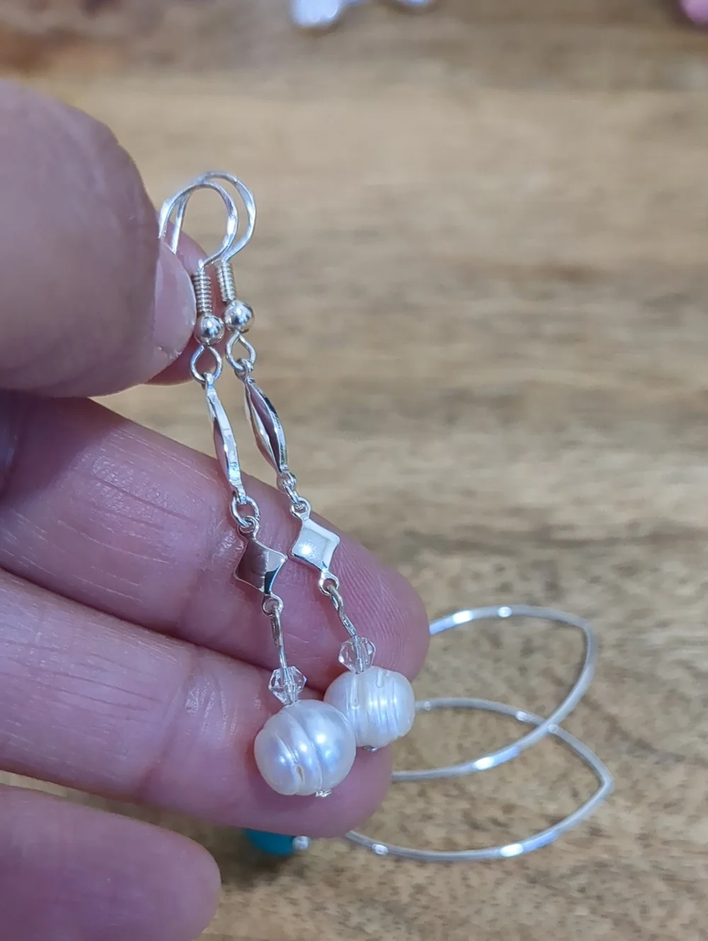 LUNA NORTE Bundle Turquoise Bead & Freshwater Pearls Dangle Earrings
